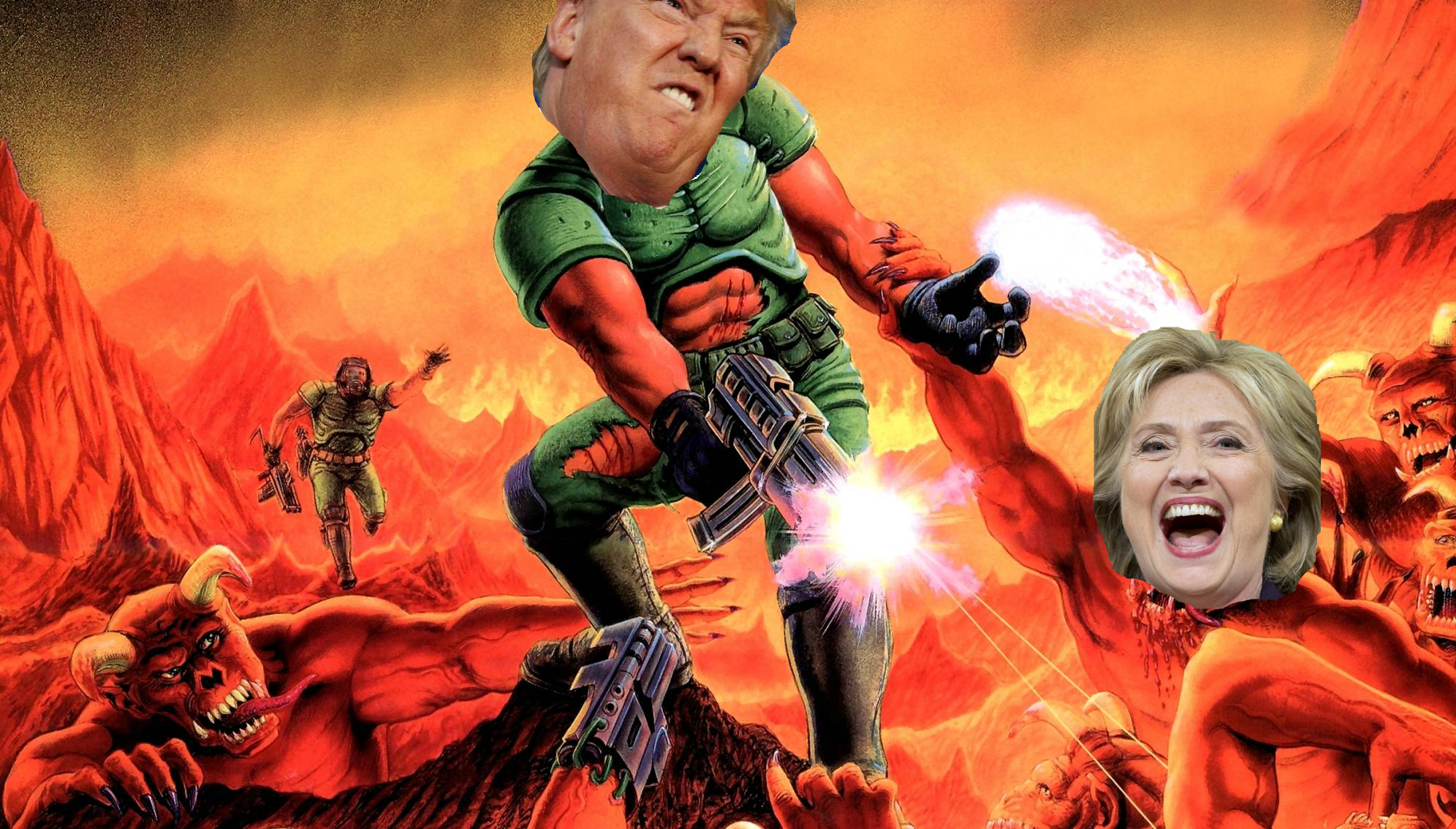 Трамп отстреливает демонов Клинтон в модификации Doom