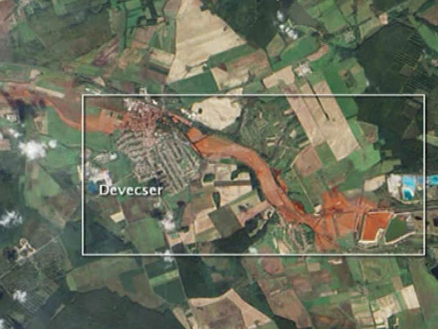 Утечка химикатов в Венгрии видна из космоса