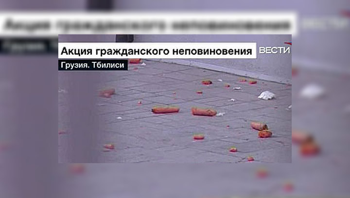 Резиденцию Саакашвили забросали овощами
