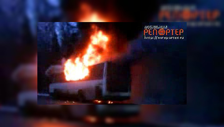 В Ленинградской области сгорел пассажирский автобус