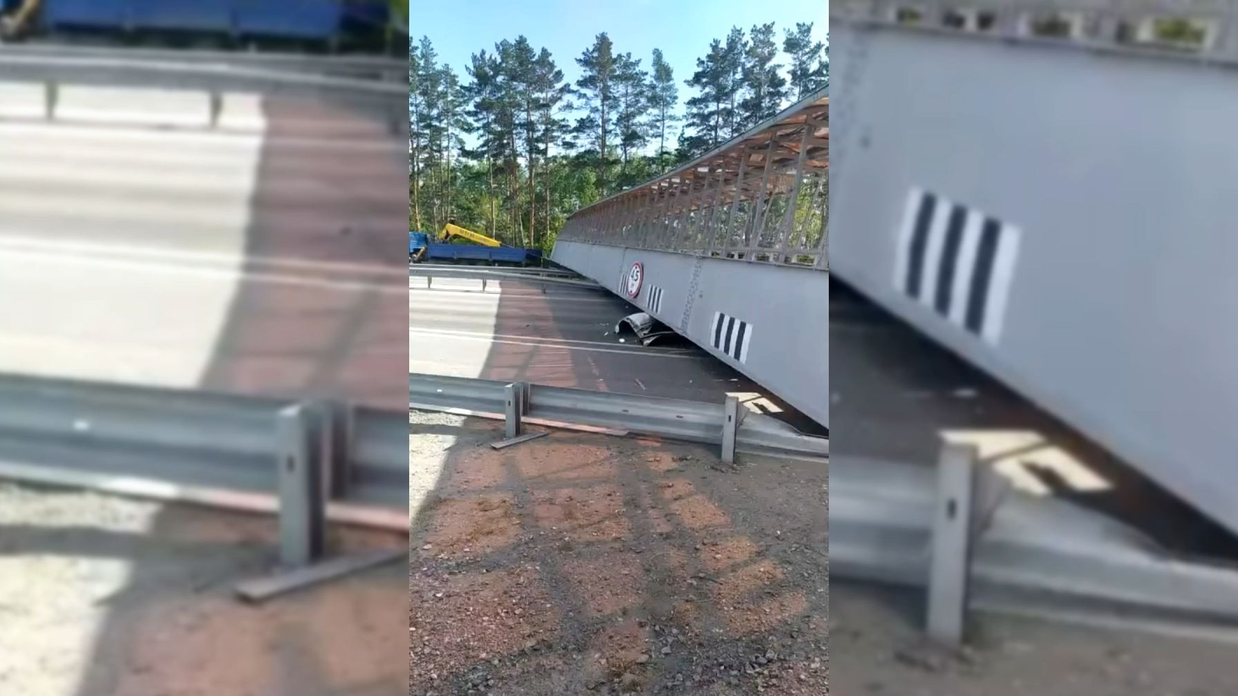 Надземный пешеходный переход рухнул на машину под Тюменью