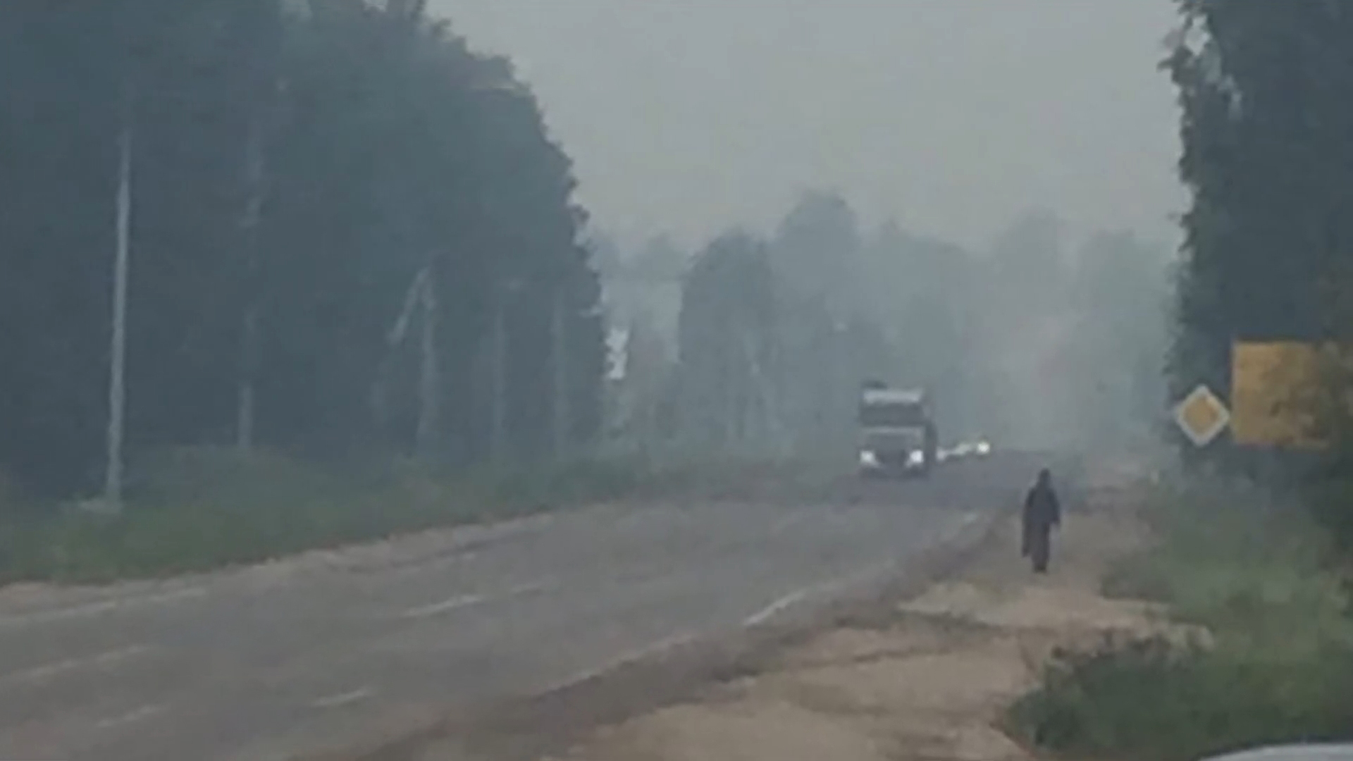Никольск заволокло дымом из-за лесного пожара в Костромской области