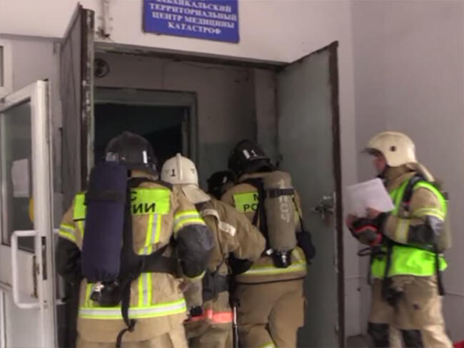 Пожарно-тактические учения МЧС на базе ККБ прошли в Чите