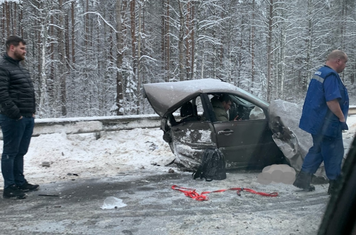 Машину разорвало на части в ДТП на трассе под Петербургом