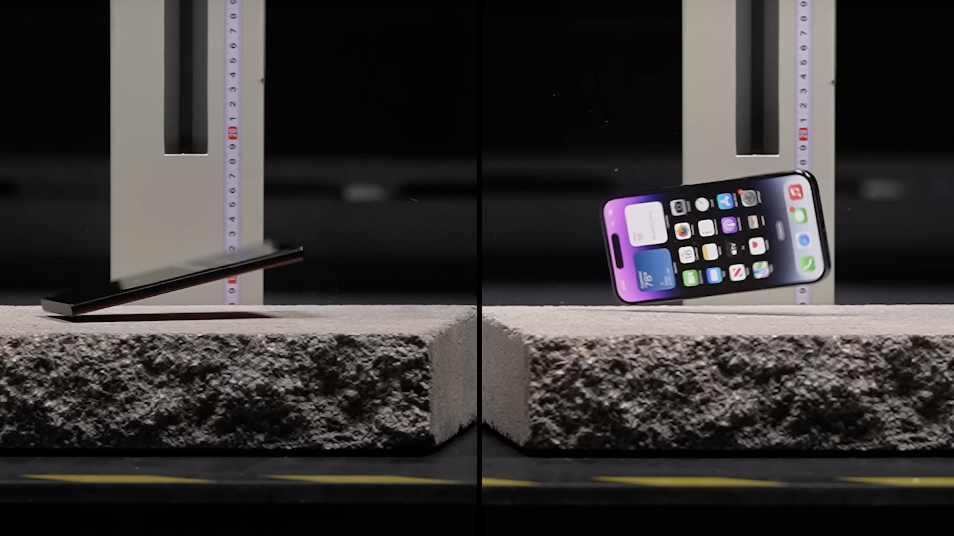 Блогер испытал топовые смартфоны Apple и Samsung падением на бетон