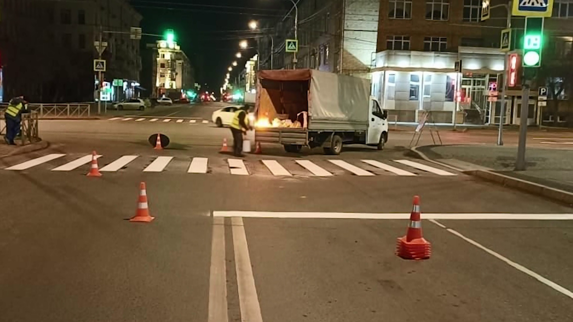 В Красноярске приступили к обновлению дорожной разметки