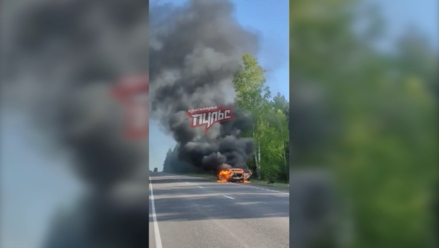 В Большемуртинском районе на Енисейском тракте сгорела иномарка