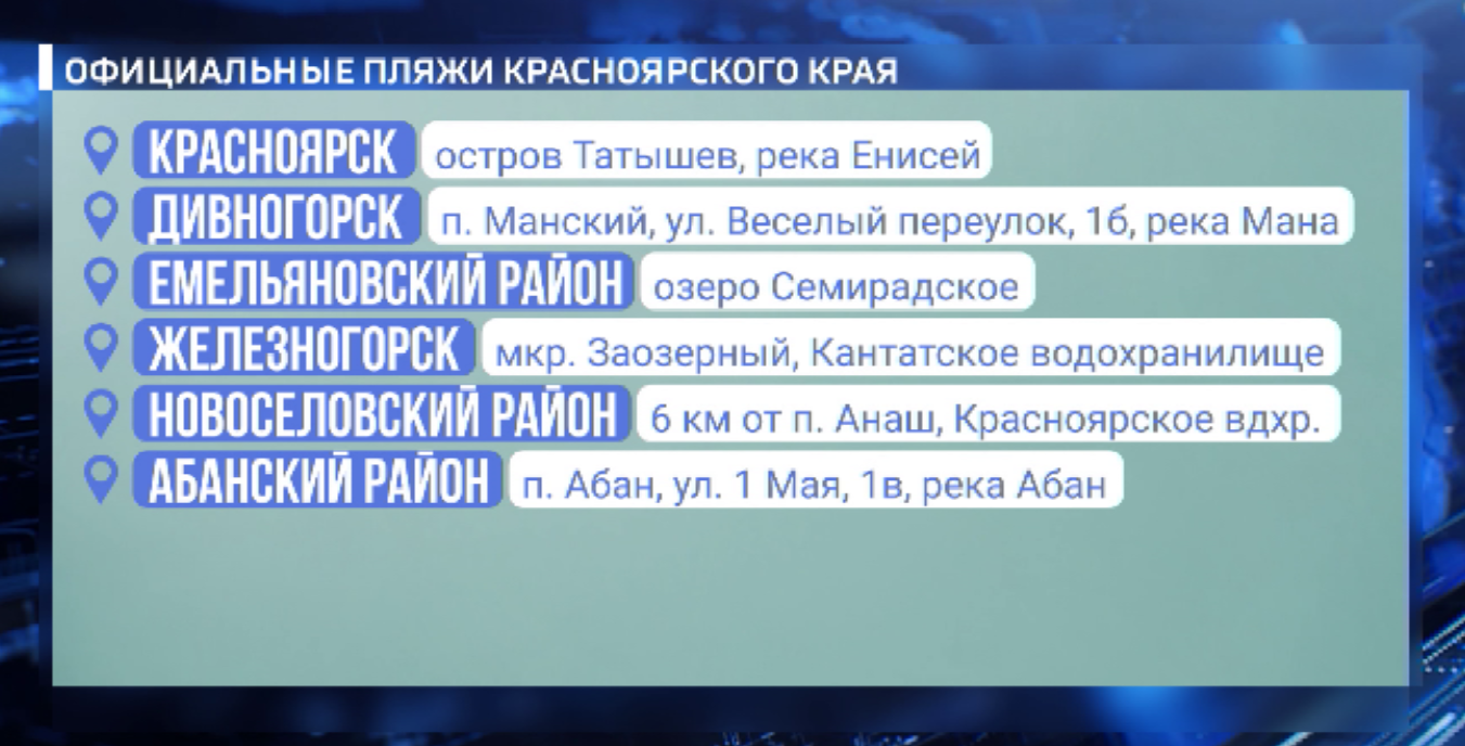 В МЧС назвали официальные пляжи Красноярского края