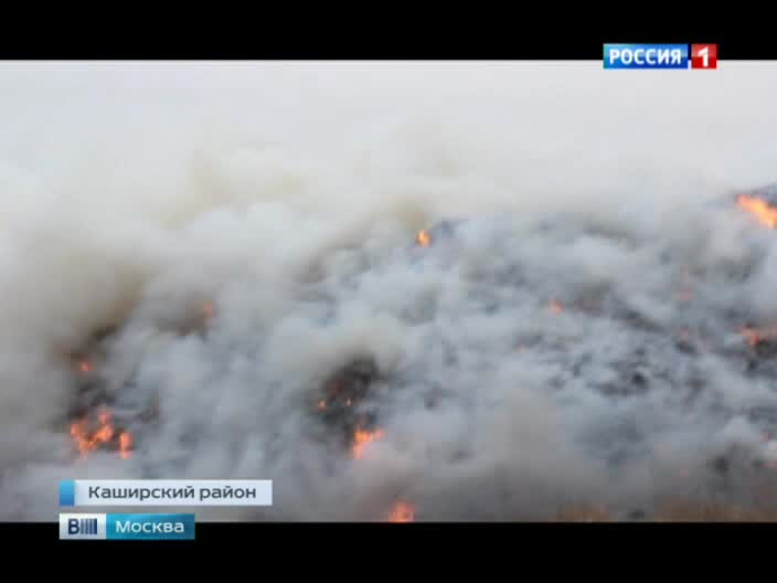 В Каширском районе Подмосковья горит полигон бытовых отходов
