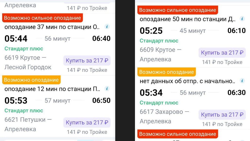 Электрички на МЦД-4 приходят с опозданиями до 50 минут