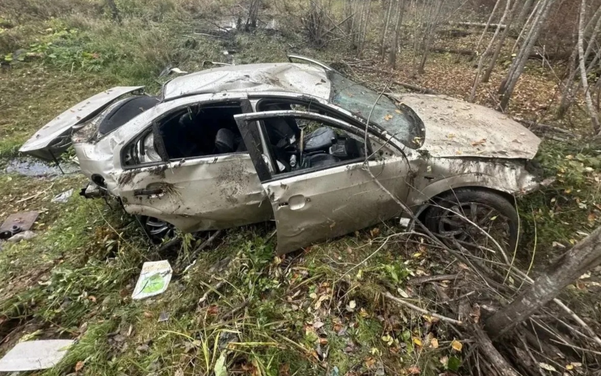 В Вологодской области водитель погиб в перевернувшейся машине