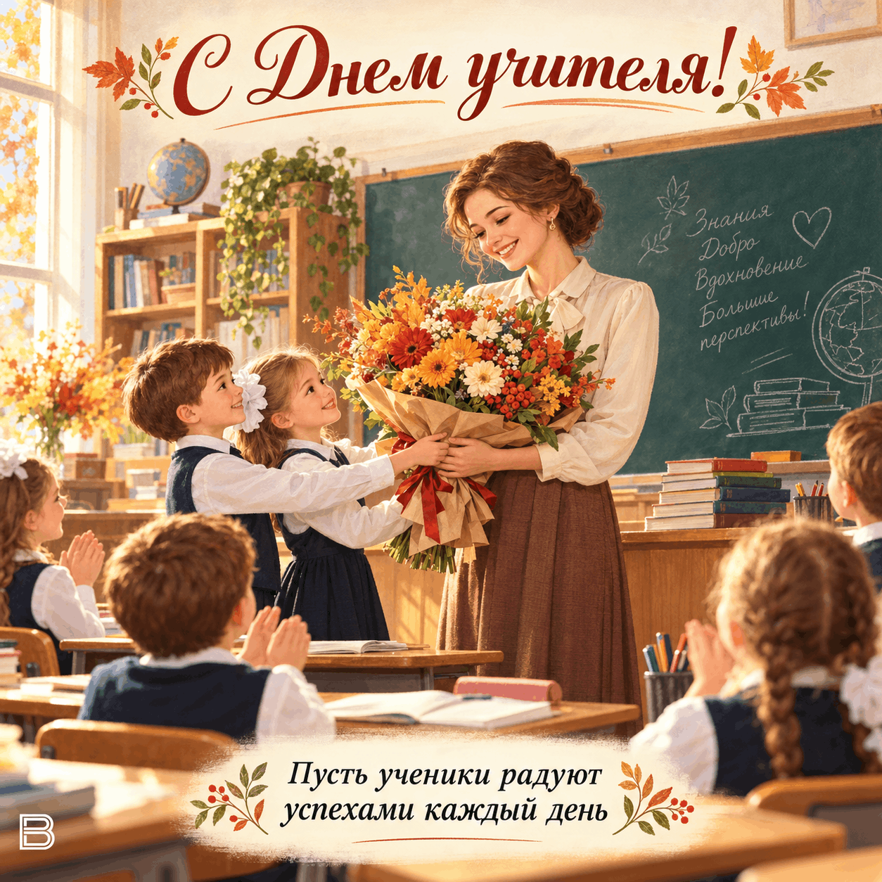 Тёплая открытка ко Дню учителя №1
