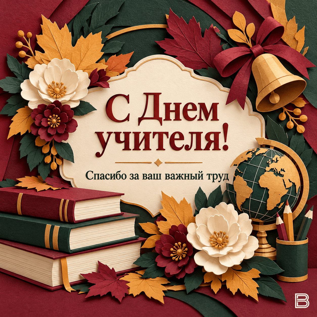 Элегантная открытка ко Дню учителя