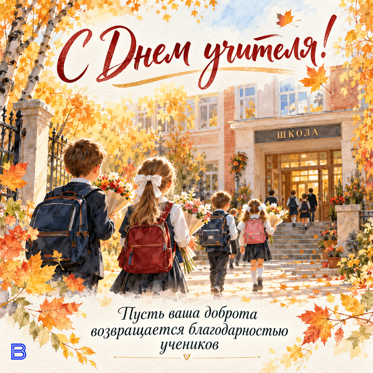 С Днём учителя: осенняя дорога в школу