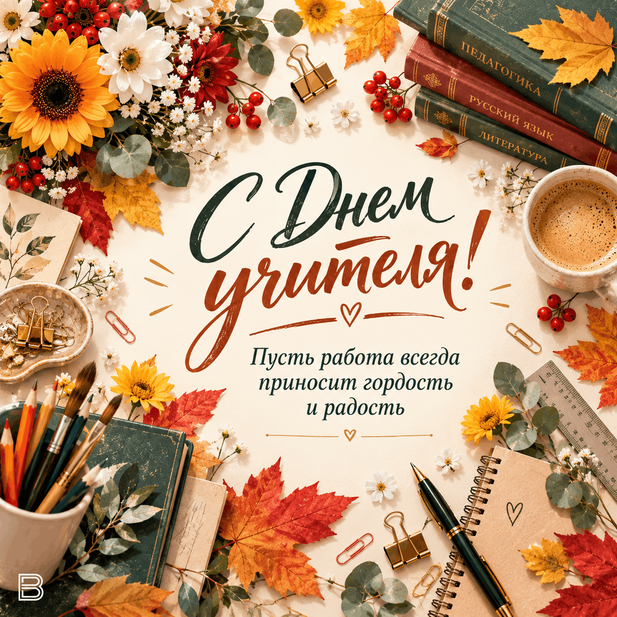 Осенняя открытка ко Дню учителя