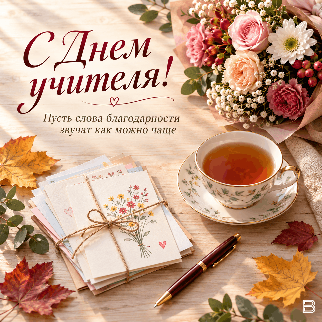 Тёплая открытка ко Дню учителя №2