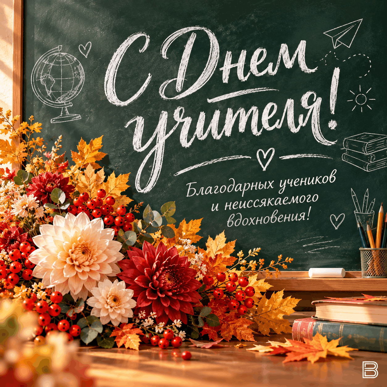 Тёплая открытка ко Дню учителя №4