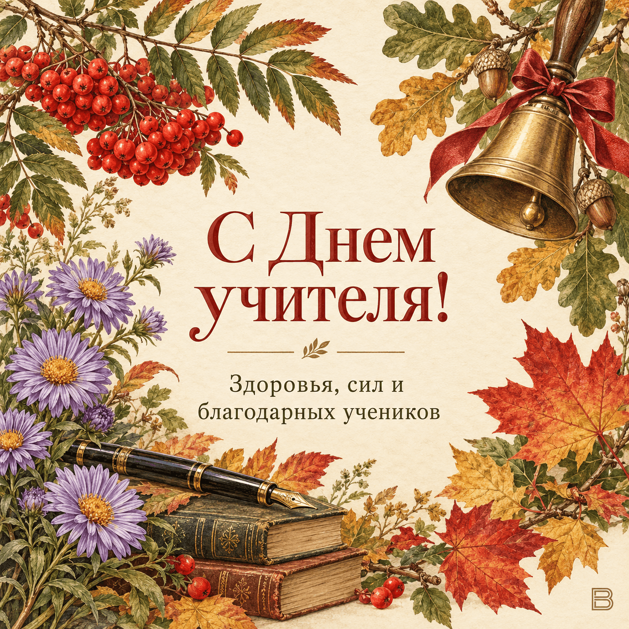 Винтажная открытка ко Дню учителя