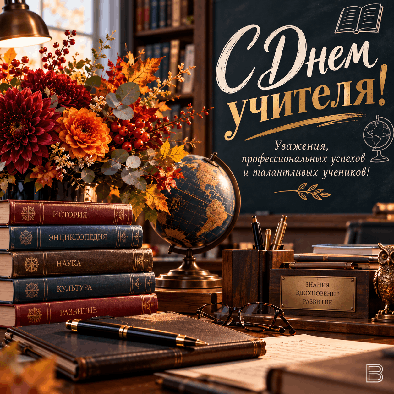 Открытка Тёплое поздравление с Днём учителя №1