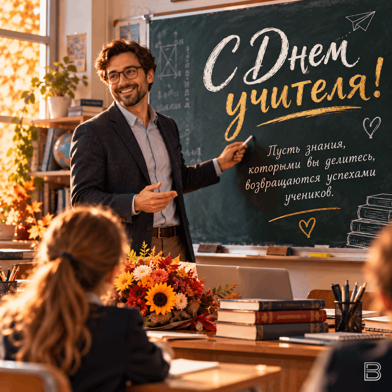Открытка Тёплое поздравление с Днём учителя №2