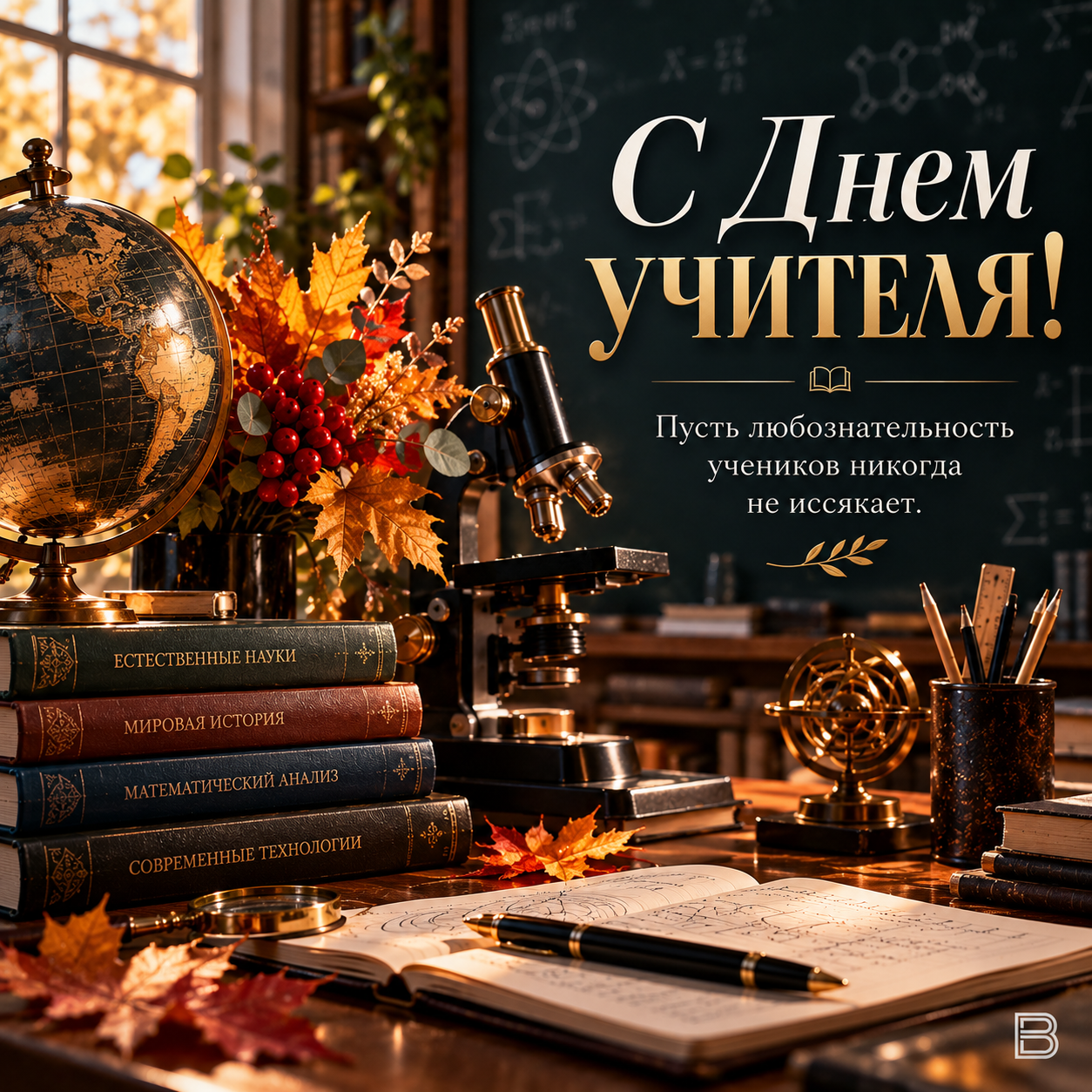 Открытка Тёплое поздравление с Днём учителя №4