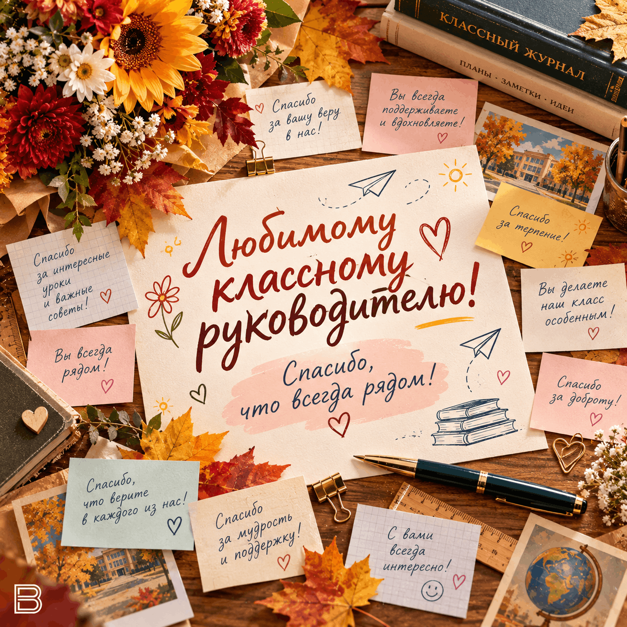 Тёплое поздравление классному руководителю №2