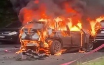 Момент подрыва BMW в подмосковной Балашихе попал на видео