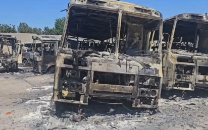 ВСУ сожгли 40 автобусов в Скадовске
