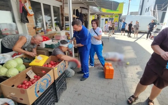 Появились кадры СК с места теракта на рынке в Токмаке