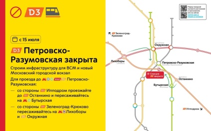 Станцию Петровско-Разумовская D3 в Москве временно закроют