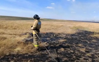 Возгорание сухой травы потушили в Оренбургской области