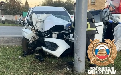 В Мелеузе водитель Lada Vesta погиб после наезда на столб